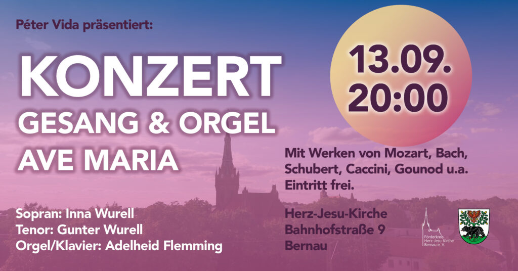 Förderkreis Herz-Jesu-Kirche Bernau e.V. lädt zu klassischem Konzert am 13. September